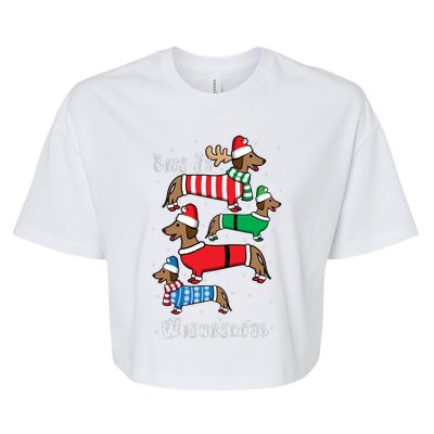 Dachshund Life Is Wienderful Christmas Bella+Canvas Jersey Crop Tee