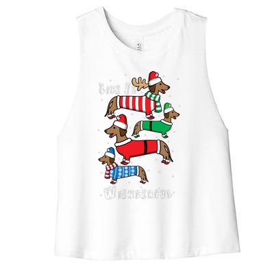 Dachshund Life Is Wienderful Christmas Women's Racerback Cropped Tank