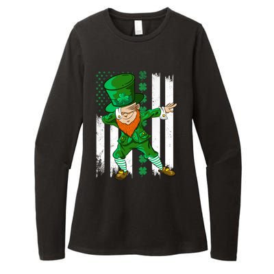 Dabbing Leprechaun Irish American Flag St Patricks Day Boy Womens CVC Long Sleeve Shirt