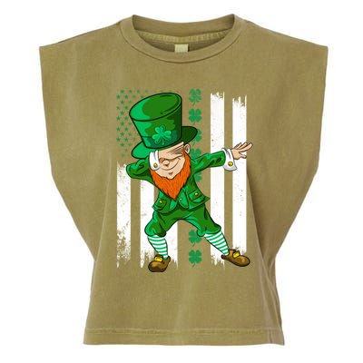 Dabbing Leprechaun Irish American Flag St Patricks Day Boy Garment-Dyed Women's Muscle Tee