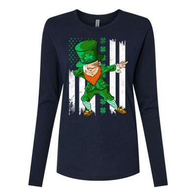 Dabbing Leprechaun Irish American Flag St Patricks Day Boy Womens Cotton Relaxed Long Sleeve T-Shirt