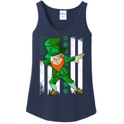 Dabbing Leprechaun Irish American Flag St Patricks Day Boy Ladies Essential Tank