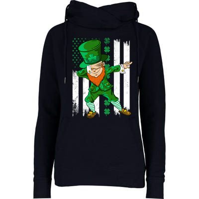 Dabbing Leprechaun Irish American Flag St Patricks Day Boy Womens Funnel Neck Pullover Hood