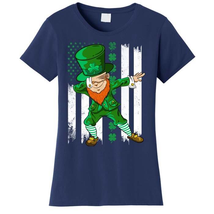 Dabbing Leprechaun Irish American Flag St Patricks Day Boy Women's T-Shirt