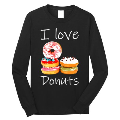 Donut Lover I Love Donuts Doughnut Sprinkles Long Sleeve Shirt