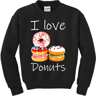 Donut Lover I Love Donuts Doughnut Sprinkles Kids Sweatshirt