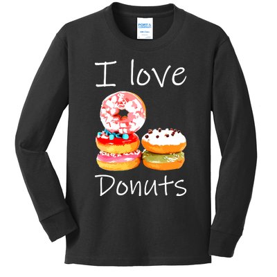 Donut Lover I Love Donuts Doughnut Sprinkles Kids Long Sleeve Shirt