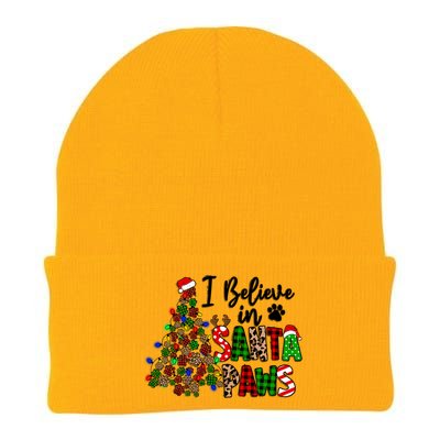 Dog Lover I Believe In Santa Paws Cute Christmas Paw Tree Gift Knit Cap Winter Beanie