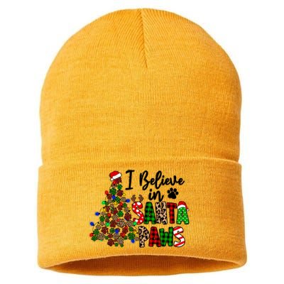 Dog Lover I Believe In Santa Paws Cute Christmas Paw Tree Gift Sustainable Knit Beanie