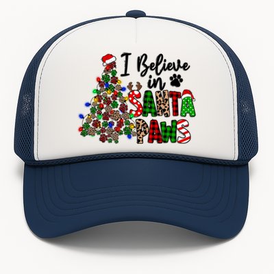 Dog Lover I Believe In Santa Paws Cute Christmas Paw Tree Gift Trucker Hat