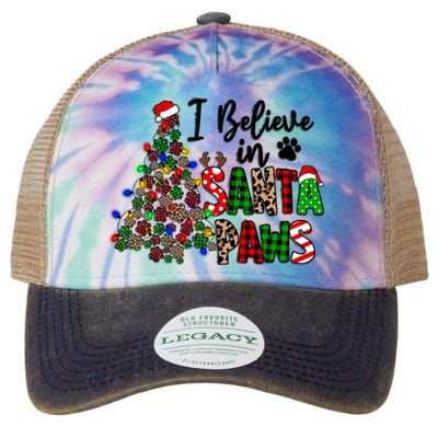 Dog Lover I Believe In Santa Paws Cute Christmas Paw Tree Gift Legacy Tie Dye Trucker Hat