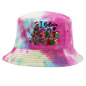 Dog Lover I Believe In Santa Paws Cute Christmas Paw Tree Gift Tie-Dyed Bucket Hat