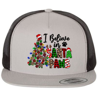 Dog Lover I Believe In Santa Paws Cute Christmas Paw Tree Gift Flat Bill Trucker Hat