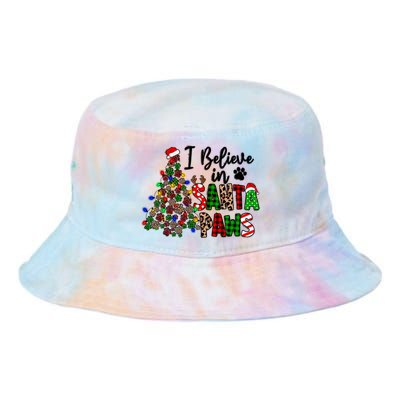 Dog Lover I Believe In Santa Paws Cute Christmas Paw Tree Gift Tie Dye Newport Bucket Hat