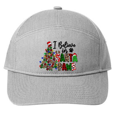 Dog Lover I Believe In Santa Paws Cute Christmas Paw Tree Gift 7-Panel Snapback Hat