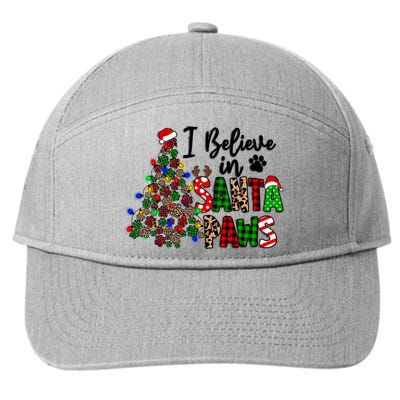 Dog Lover I Believe In Santa Paws Cute Christmas Paw Tree Gift 7-Panel Snapback Hat