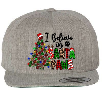 Dog Lover I Believe In Santa Paws Cute Christmas Paw Tree Gift Wool Snapback Cap