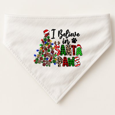 Dog Lover I Believe In Santa Paws Cute Christmas Paw Tree Gift USA-Made Doggie Bandana