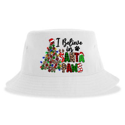 Dog Lover I Believe In Santa Paws Cute Christmas Paw Tree Gift Sustainable Bucket Hat