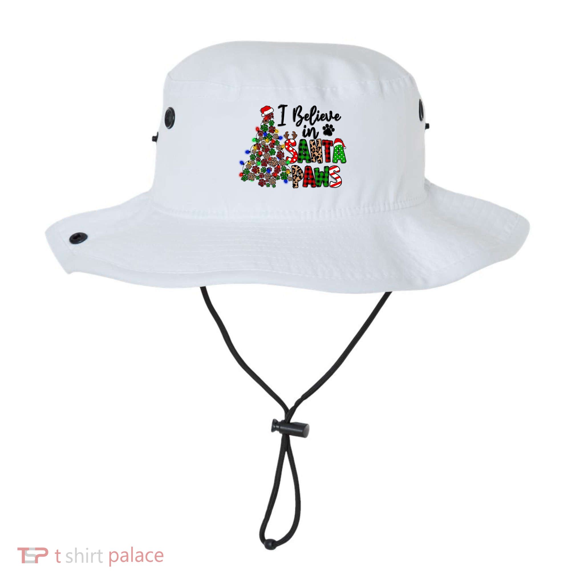Dog Lover I Believe In Santa Paws Cute Christmas Paw Tree Gift Bucket Hat