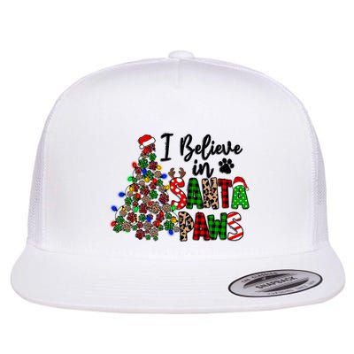 Dog Lover I Believe In Santa Paws Cute Christmas Paw Tree Gift Flatbill Hat