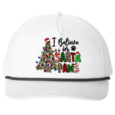 Dog Lover I Believe In Santa Paws Cute Christmas Paw Tree Gift Snapback Five-Panel Rope Hat