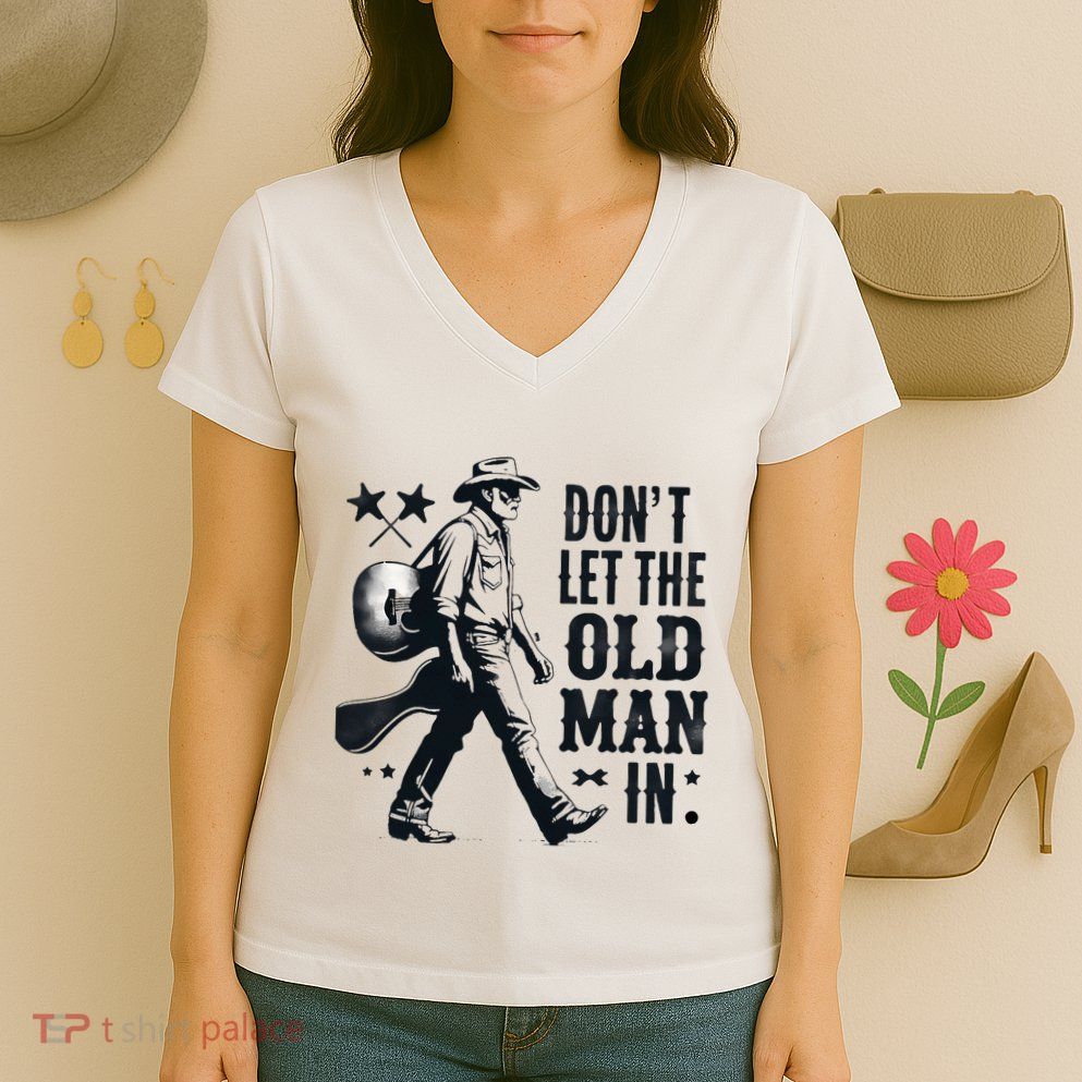 DonT Let In Guitar The Old Man Vintage Musician Women's V-Neck T-Shirt