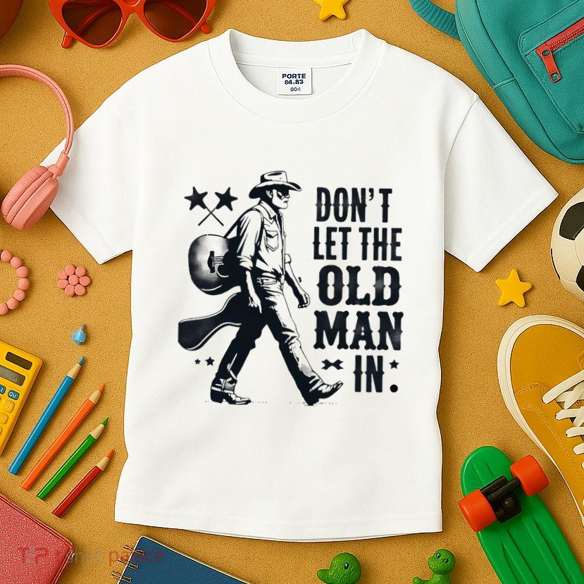 DonT Let In Guitar The Old Man Vintage Musician Kids T-Shirt