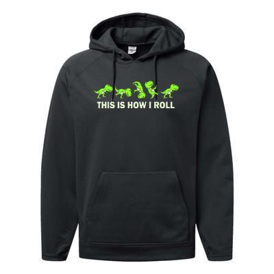 Dinosaur Lover Kids This Is How I Roll TRex Performance Fleece Hoodie