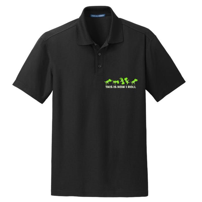 Dinosaur Lover Kids This Is How I Roll TRex Dry Zone Grid Polo