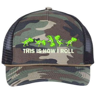 Dinosaur Lover Kids This Is How I Roll TRex Retro Rope Trucker Hat Cap