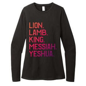 Distressed Lion Lamb King Messiah Yeshua Christian Bible Gift Womens CVC Long Sleeve Shirt