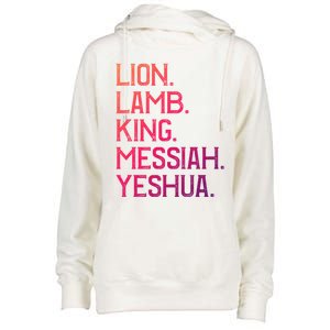 Distressed Lion Lamb King Messiah Yeshua Christian Bible Gift Womens Funnel Neck Pullover Hood