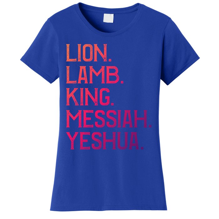 Distressed Lion Lamb King Messiah Yeshua Christian Bible Gift Women's T-Shirt