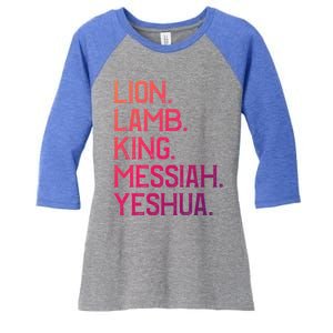 Distressed Lion Lamb King Messiah Yeshua Christian Bible Gift Women's Tri-Blend 3/4-Sleeve Raglan Shirt