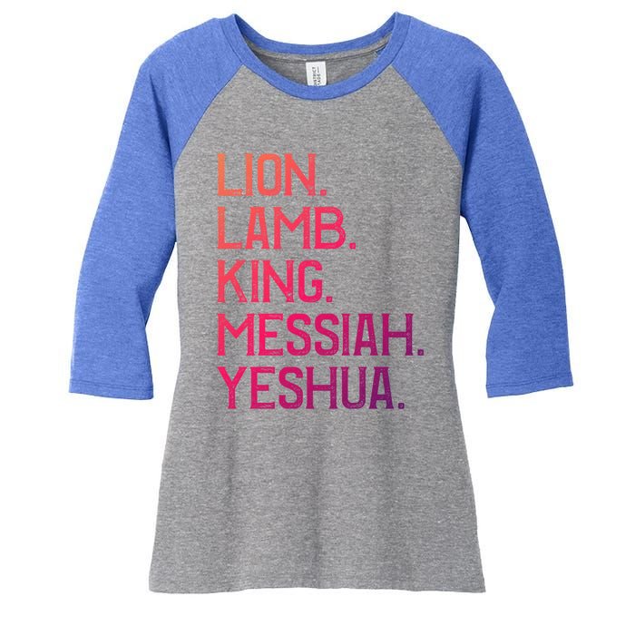 Distressed Lion Lamb King Messiah Yeshua Christian Bible Gift Women's Tri-Blend 3/4-Sleeve Raglan Shirt