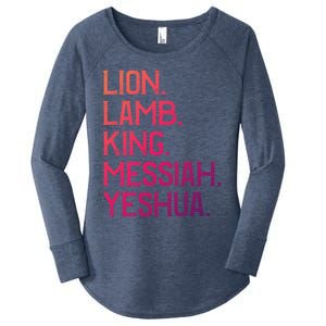 Distressed Lion Lamb King Messiah Yeshua Christian Bible Gift Women's Perfect Tri Tunic Long Sleeve Shirt