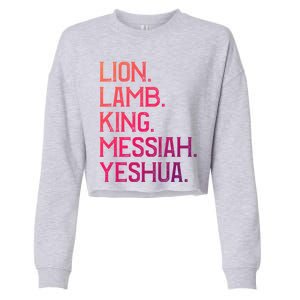 Distressed Lion Lamb King Messiah Yeshua Christian Bible Gift Cropped Pullover Crew