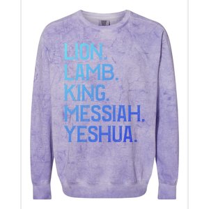 Distressed Lion Lamb King Messiah Yeshua Christian Bible Gift Colorblast Crewneck Sweatshirt