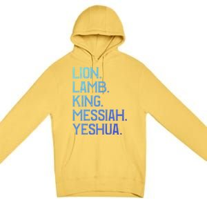 Distressed Lion Lamb King Messiah Yeshua Christian Bible Gift Premium Pullover Hoodie