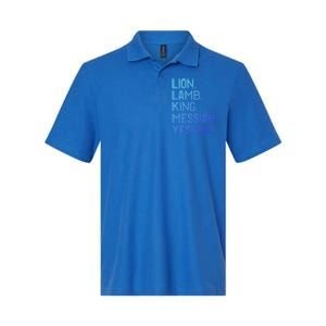 Distressed Lion Lamb King Messiah Yeshua Christian Bible Gift Softstyle Adult Sport Polo