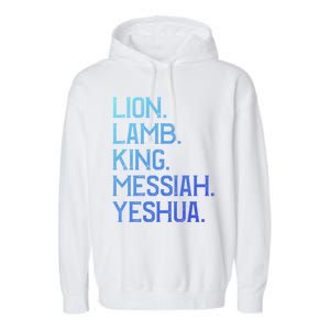 Distressed Lion Lamb King Messiah Yeshua Christian Bible Gift Garment-Dyed Fleece Hoodie