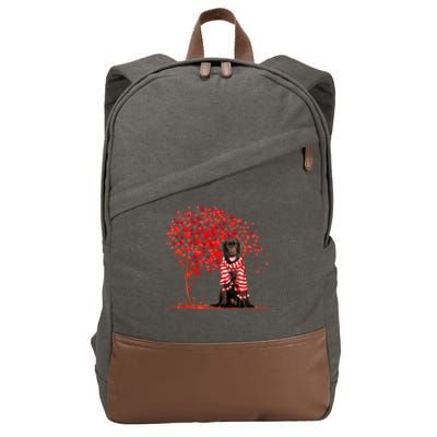 Dog Lover Labrador Dog Heart Tree Valentine's Day Gift Cotton Canvas Backpack