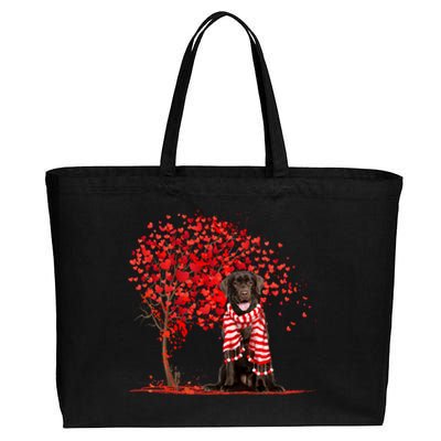 Dog Lover Labrador Dog Heart Tree Valentine's Day Gift Cotton Canvas Jumbo Tote