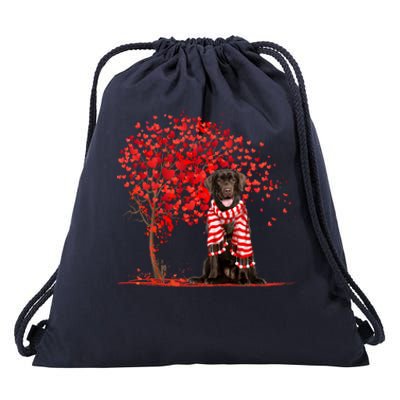 Dog Lover Labrador Dog Heart Tree Valentine's Day Gift Drawstring Bag