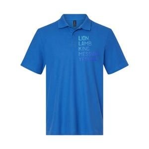 Distressed Lion Lamb King Messiah Yeshua Christian Bible Gift Softstyle Adult Sport Polo