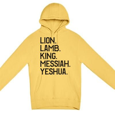 Distressed Lion Lamb King Messiah Yeshua Christian Bible Gift Premium Pullover Hoodie