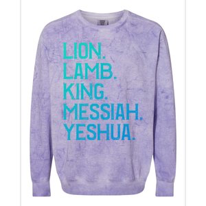 Distressed Lion Lamb King Messiah Yeshua Christian Bible Gift Colorblast Crewneck Sweatshirt