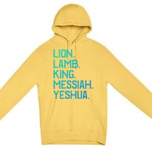 Distressed Lion Lamb King Messiah Yeshua Christian Bible Gift Premium Pullover Hoodie