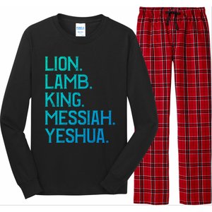 Distressed Lion Lamb King Messiah Yeshua Christian Bible Gift Long Sleeve Pajama Set